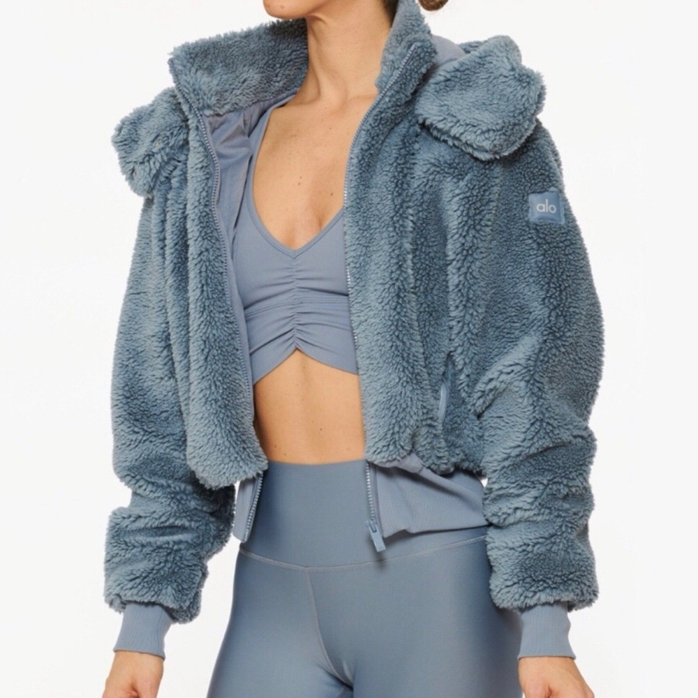 ALO Foxy Sherpa Jacket Steel Blue